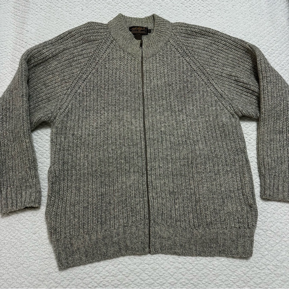 Vintage Eddie Bauer Sweater Jacket Wool Blend Full Zip Pockets Men’s Size M